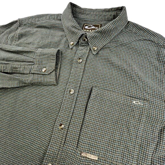 Drake Waterfowl Plaid Flannel Shirt Mens XL Long Sleeve Button Down Outdoors - Picture 1 of 14